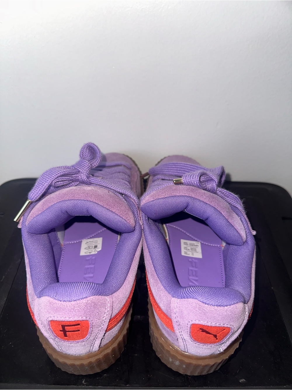Lavender Suede Low-Top Sneakers with Coral Accent